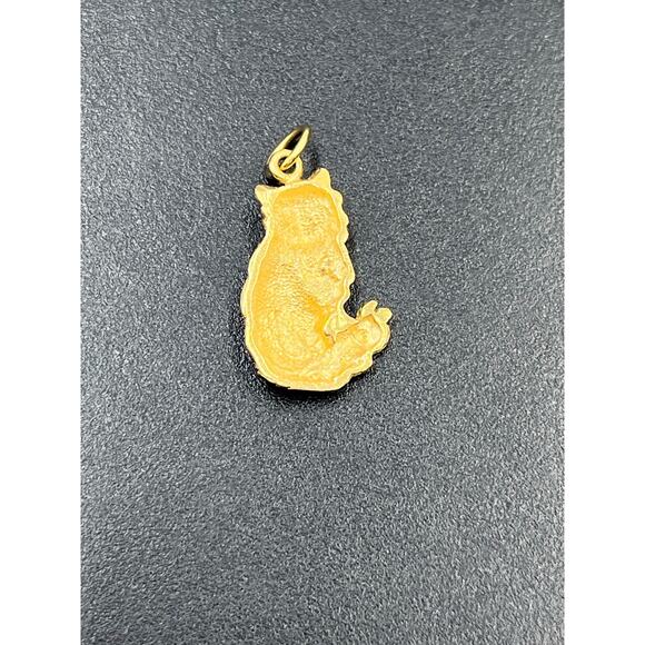 14k Yellow Gold Long Hair Domestic Cat Pet Animal Lover Whimsical Pendant - Picture 6 of 12